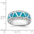 thumbnail image 5 of Sterling Silver Rhodium-Plated Triangle Lab Created Blue Opal & Cz Ring (Size 8) Made In China qr6991-8, 5 of 5