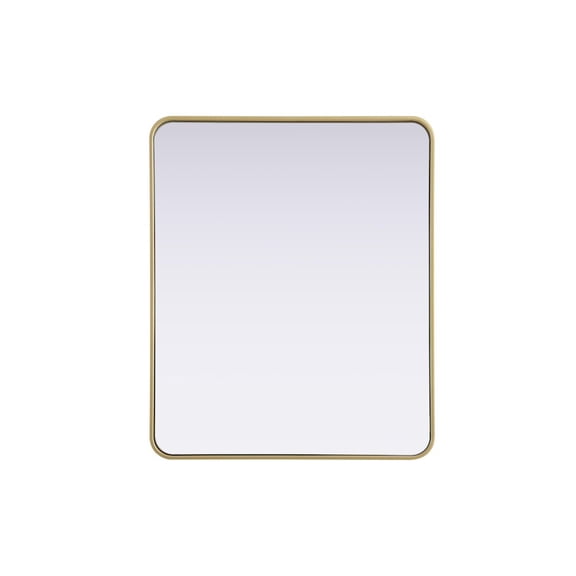 Elegant Decor Contour Metal Rectangle Mirror 30x36 in Brass