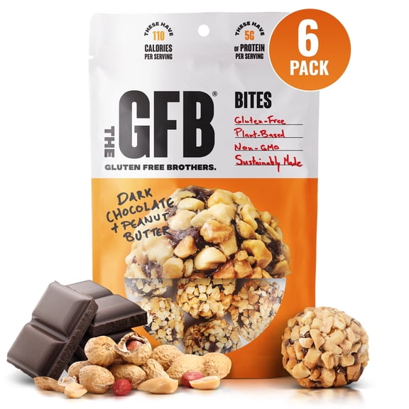 The Gluten Free Brothers Dark Chocolate Peanut Butter Bites –  Protein Energy Balls, 4 oz (6 Count)