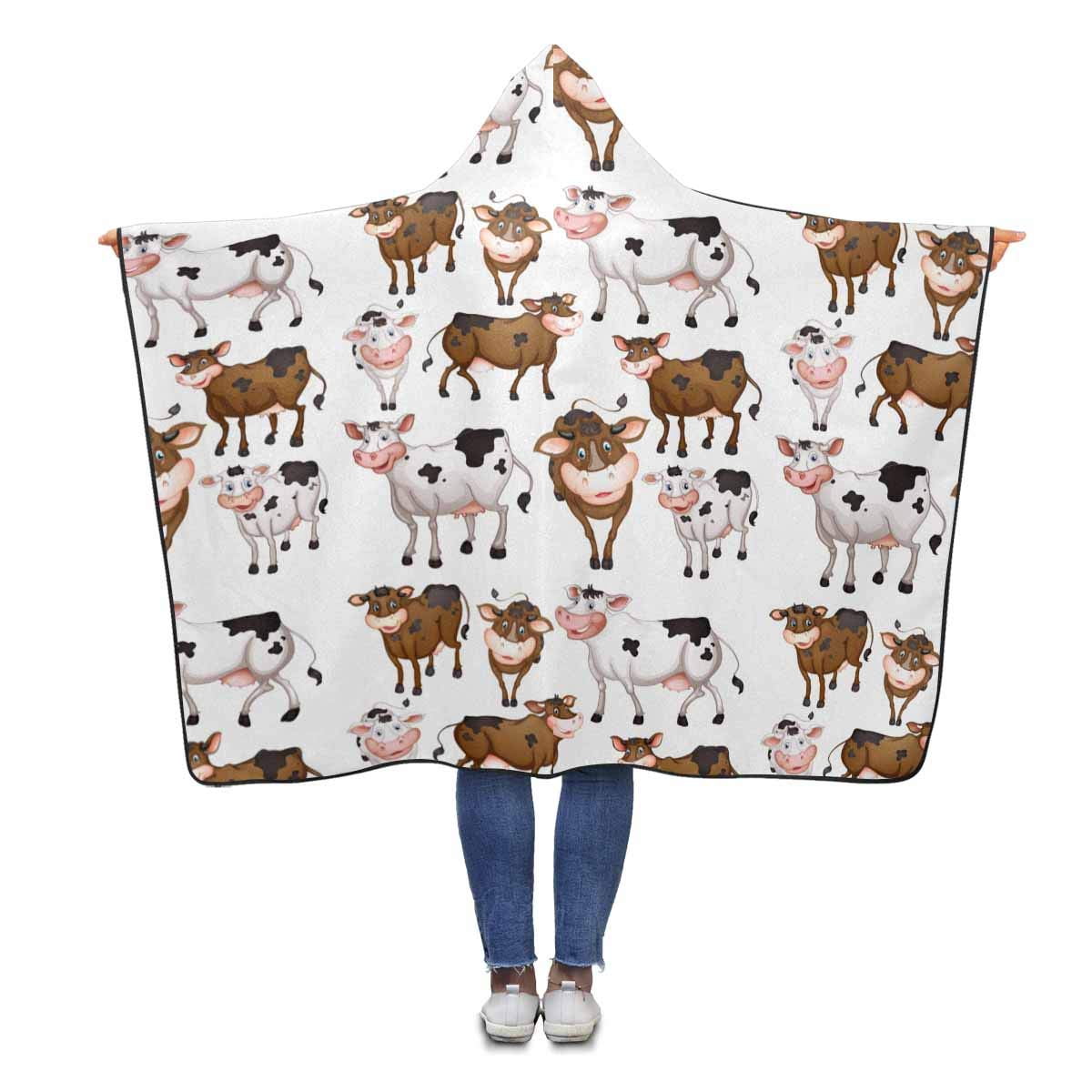 HATIART Cute Cows Hooded Throw Blanket 56x80 inches Adults Girls Boys Wearable Polar Fleece