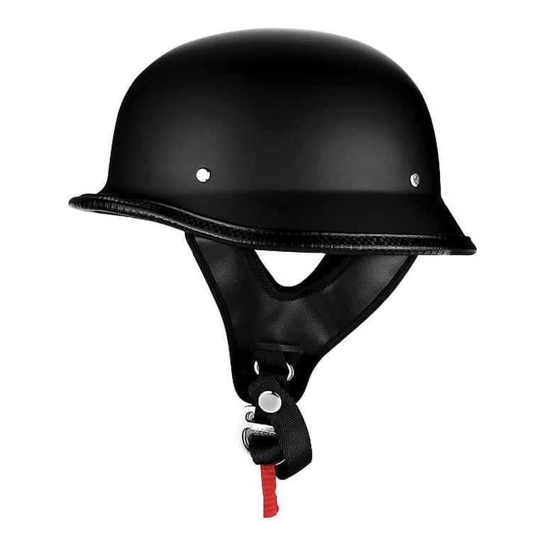bike helmet german style Outlaw Helmets T99 Black Leather German Style Motorcycle Half Helmet For Men & Women Dot Approved