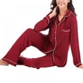thumbnail image 3 of Women's Pj Set Sleepwear Two Piece Pajamas Tops with Long Sleep Pants Pajamas Loungewear, 3 of 9