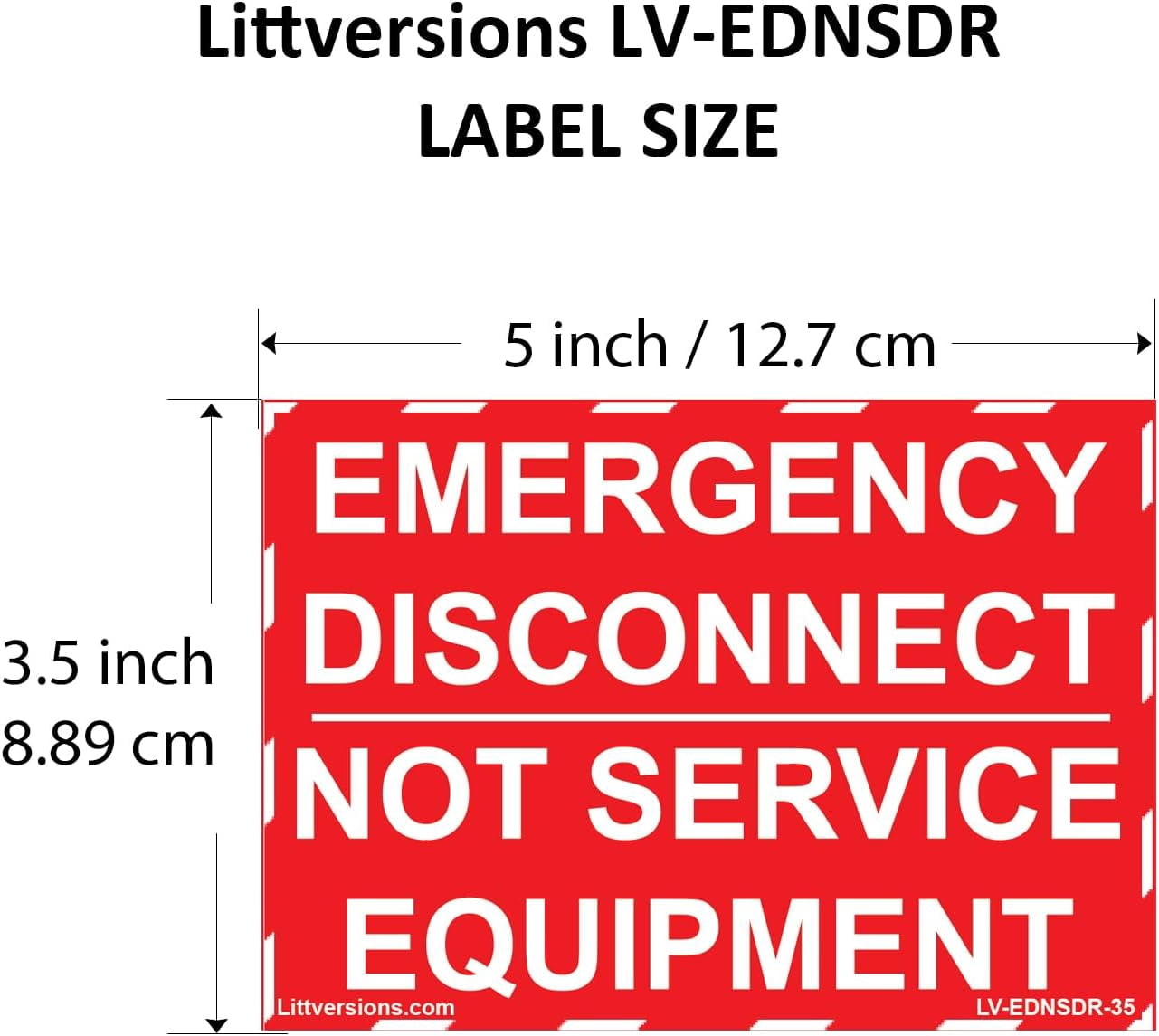 5-Pk 5"x 3.5" Red Emergency Disconnect NOT Service Equipment Label Sign Vinyl Elect NEC compliant