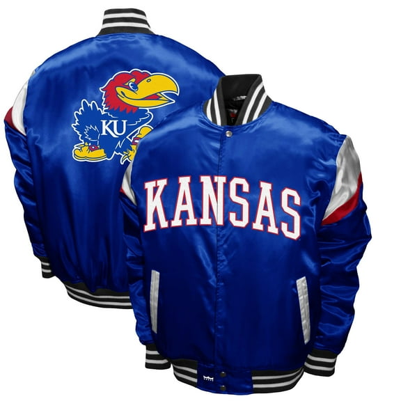 Men's Franchise Club Royal Kansas Jayhawks Power Satin Full-Snap Jacket