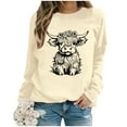 thumbnail image 4 of WEAIXIMIUNG Chandails en Molleton pour Femmes Tendance Zip Automne et Hiver 2024 Col Rond Mode Imprimé Vache Manches Longues Mode Décontractée Top Sortie, 4 of 4