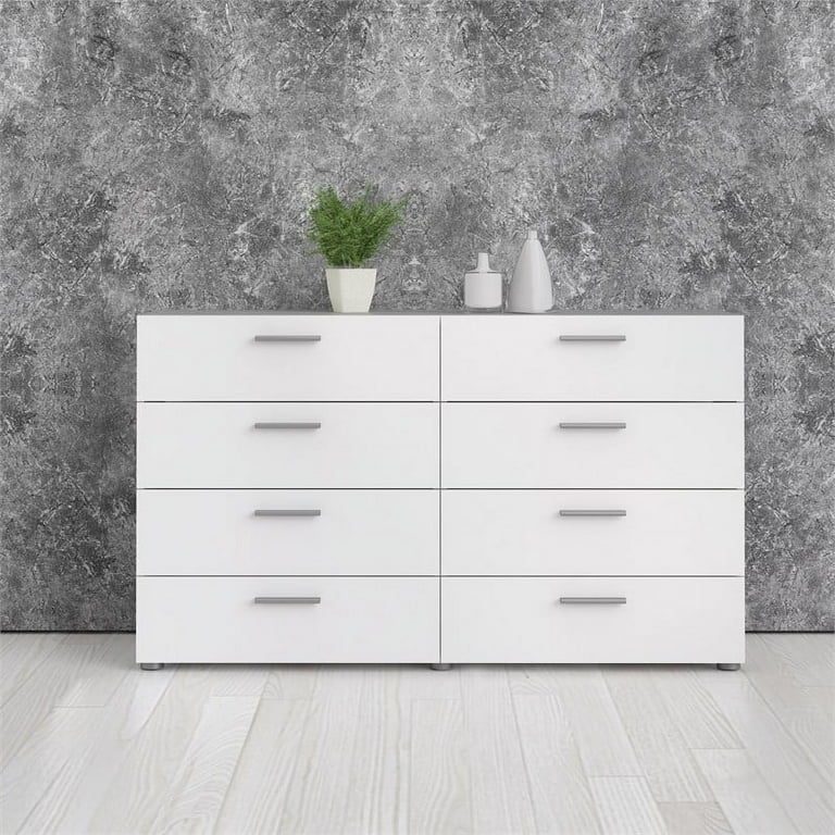 Atlin designs modern 8 drawer double hotsell dresser with bar handles in white