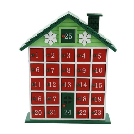 Green Red Rustic Cabin Advent Wooden Calendar Countdown To