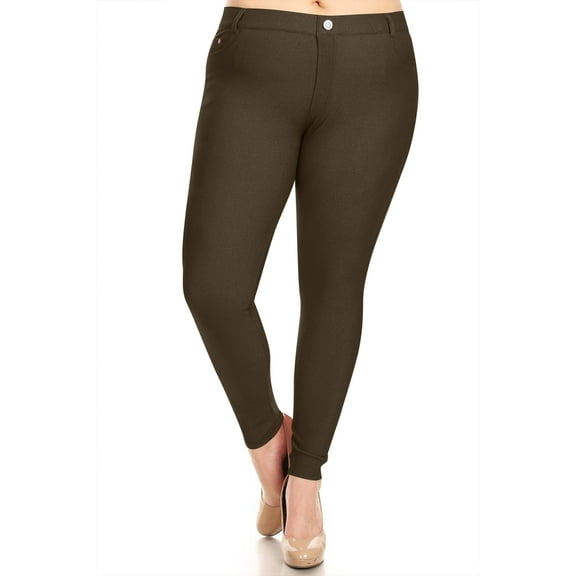 Women's Plus Size Full-Length Solid Jeggings