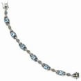 thumbnail image 2 of 925 Sterling Silver With Real 14kt Sky Blue Topaz Chain Bracelet; 7.25 inch; for Adults and Teens; for Women and Men, 2 of 3