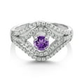 thumbnail image 3 of Gem Stone King 925 Sterling Silver Purple Amethyst Ring for Women | 1.16 Cttw | Round Cut 4.5MM | Gemstone Birthstone | Available in Size 5, 6, 7, 8, 9), 3 of 3