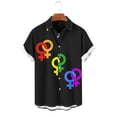 thumbnail image 2 of Penkiiy Hawaiian Shirts for Men Short Sleeve Summer Tropical Beach Holiday Casual Rainbow Button Down Shirts S Black, 2 of 4