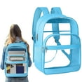 thumbnail image 2 of CoreLiving Heavy Duty Clear Backpack, Durable See Through Transparent Bookbag for College & Travel, Large Capacity Stadium Approved Clear Bag for Adults with Reinforced Strap, Blue, 2 of 9