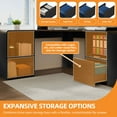 thumbnail image 5 of Homiflex L Shaped Desk with File Drawer 59" Modern Corner Computer Desk with Storage L Shape Home Office Desk Executive Desk with Power Outlets Storage Shelves File Cabinet for Working Writing, Black, 5 of 7