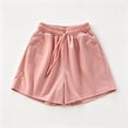 thumbnail image 5 of Womens Trendy Casual Sweat Shorts Drawstring Elastic Waist Flowy Shorts Lightweight Summer Workout Pink L, 5 of 5