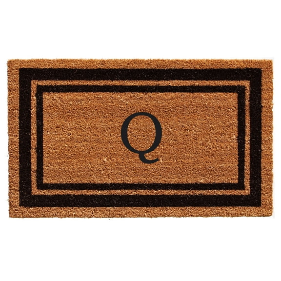 Calloway Mills 152962436Q 24 x 36 in. Black Border Monogram Rectangular Doormat, Natural - Letter Q