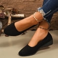 thumbnail image 3 of Wedges Heels for Women Retro Suede Slip on Low Wedge Dressy Shoes Casual Comfy Round Toe Walking Shoes Black Size 8.5, 3 of 6