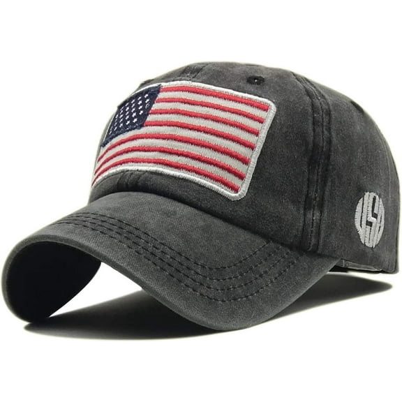 Washed Adjustable Baseball-Hats American-Flag Distressed Cotton Embroidered Flag Baseball Caps for Unisex