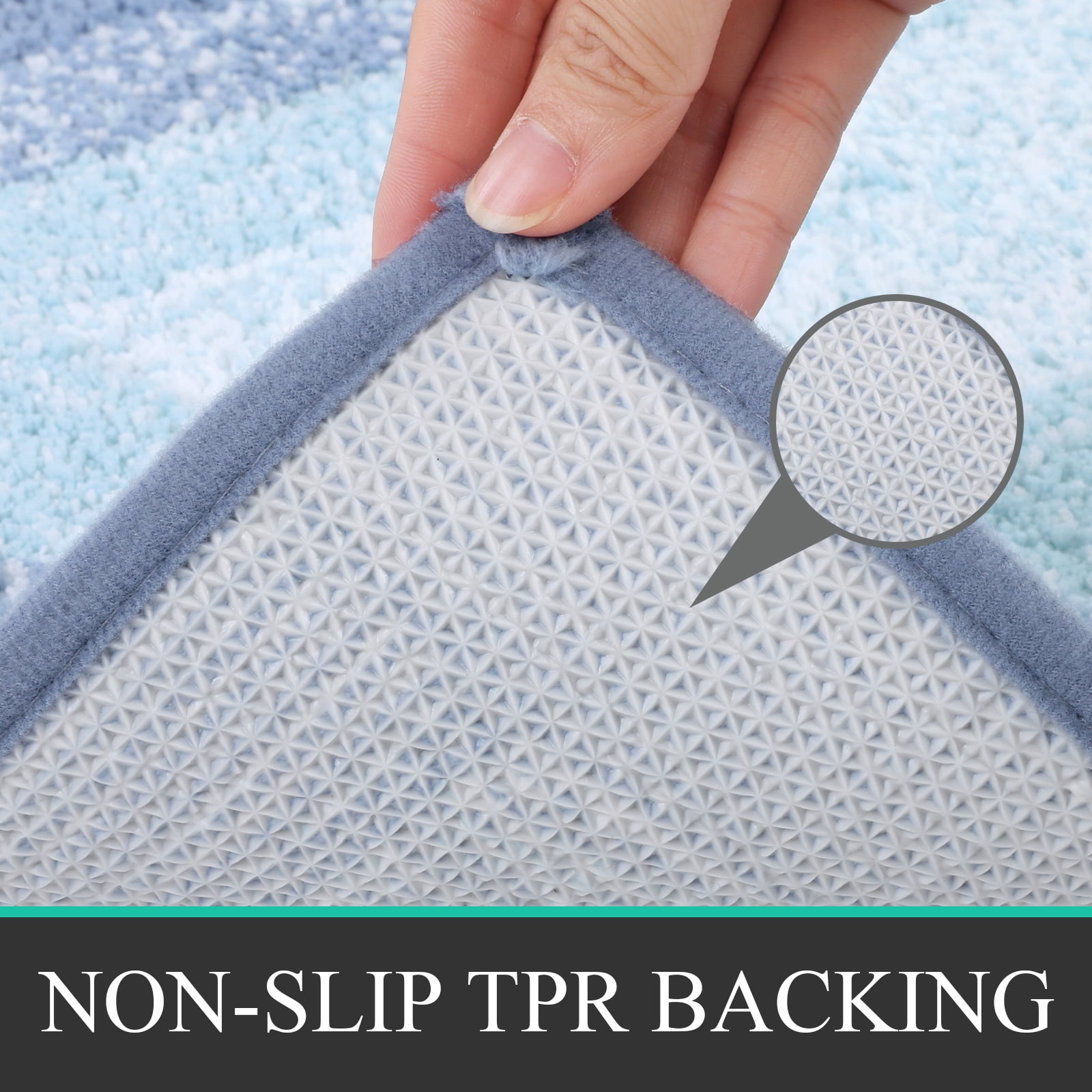 Ileading 3 Piece Bath Rug Set Microfiber Washable Non Slip Bathroom Rug and Mat Set, Light Blue