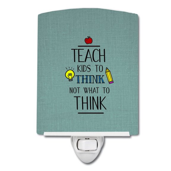 Caroline's Treasures BB5475CNL Teach Kis to Think Teacher Ceramic Night Light, 6x4x3", multicolor