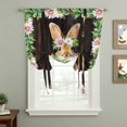 thumbnail image 2 of Easter Bunny Tie Up Curtains 45 Inches Long, Kitchen Window Curtains Over Sink, Spring Daisy Botanical Leaves Brown Wood Small Window Curtains Shade Balloon Curtains Valances for Bedroom/Cafe 34"x45", 2 of 8
