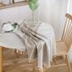 thumbnail image 2 of Rustic themed tablecloth, heavy duty seam with tassels (round, 60", linen), cotton and linen, 2 of 5