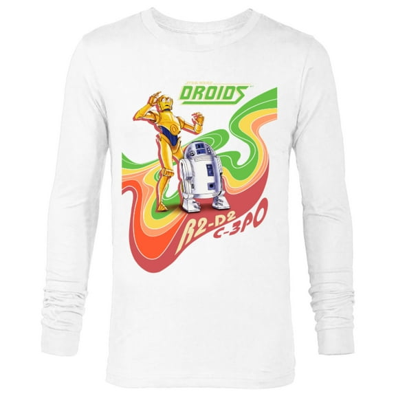 Star Wars Droids The Adventures of R2-D2 & C-3PO Retro Swirl - Long Sleeve T-Shirt for Men - Customized-White