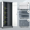 thumbnail image 6 of Marcree 72.8" H Broom Closet Storage Cabinet with Locking Doors,Garage Storage Cabinet with Hanging Rod, Cleaning Tool Cabinet for Garage,Bathroom Office Grey&White, 6 of 8