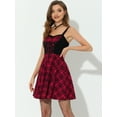 thumbnail image 3 of DARING DIVA Plaid Lace Up Sweetheart Neck Sleeveless Flared Mini Dres XS Red, 3 of 6
