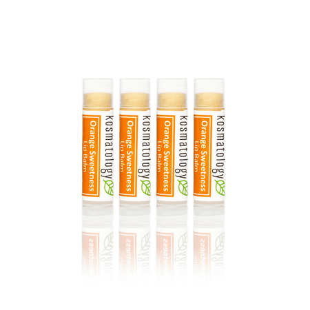 Kosmatology® Organic Orange Vanilla Lip Balm - Orange Sweetness 4 Pack | Beeswax Free | Vegan | 100% Natural Moisturizer for Cracked & Dry Lips