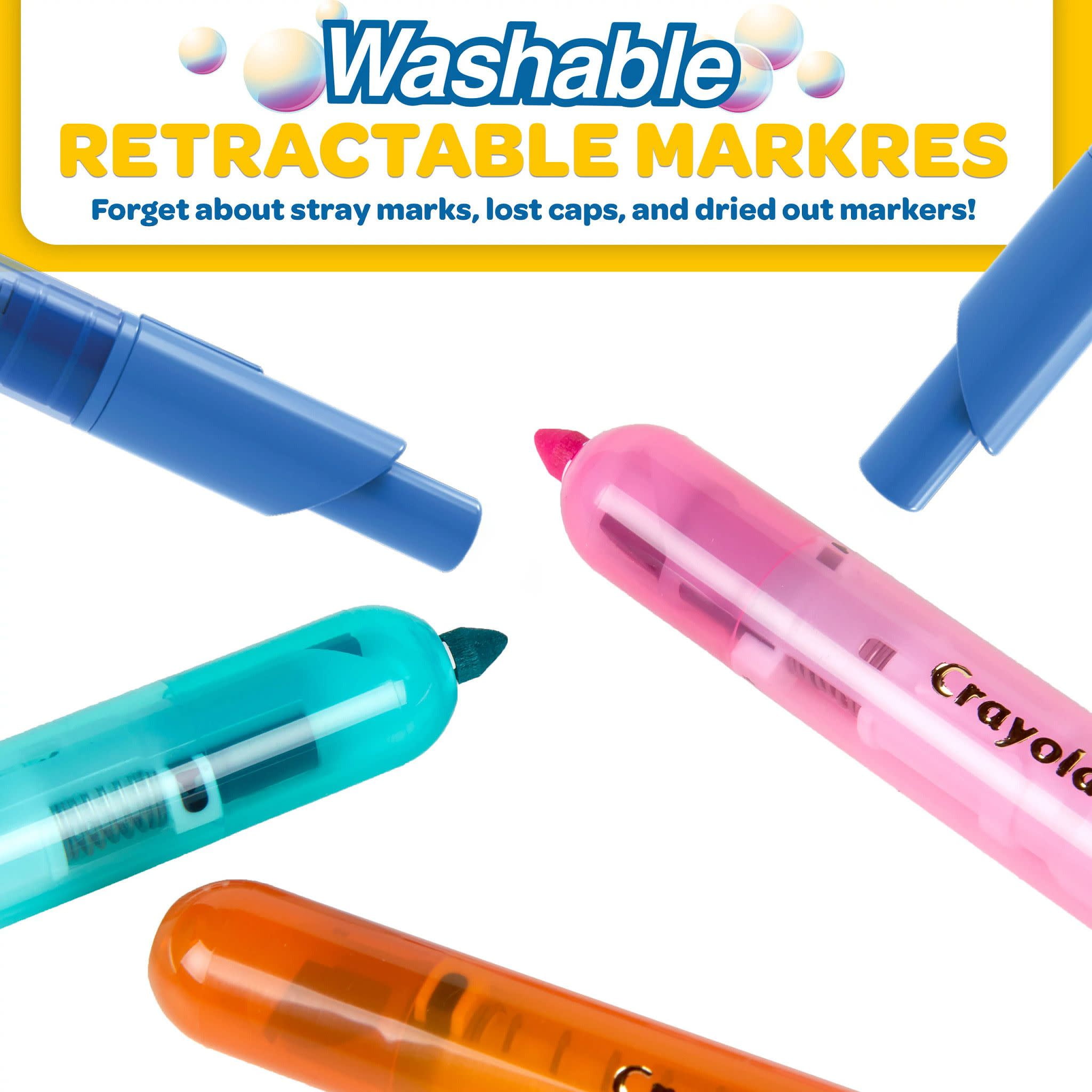Crayola Clicks Retractable Markers, 10ct, Cone Tip Washable Markers, Cute School Supplies, Classroom Essentials, Gifts for Teachers and Kids, Ages 6+