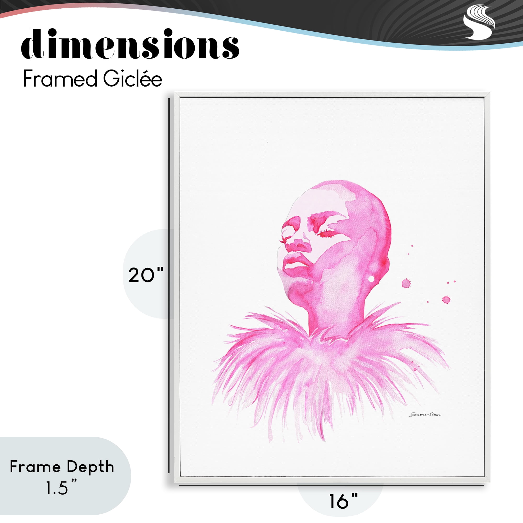 Stupell Industries In A Pink Mood Portrait White Framed Giclee Art, design by Simone Elum