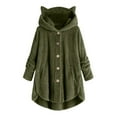 thumbnail image 2 of AOOCHASLIY 2023 Women Tops Women Plus Size Button Plush Tops Hooded Loose Cardigan Wool Coat Winter Jacket, 2 of 5