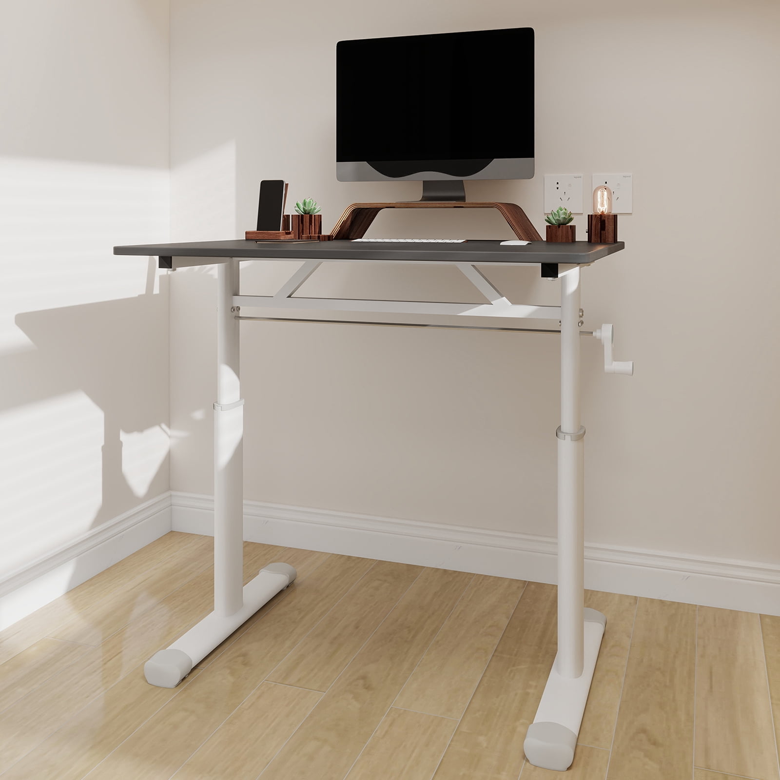 Yoneston 32" x 24" Height Adjustable Computer Desk, Home Office Standing Up Desk for Students,Teen and Adults, Grey