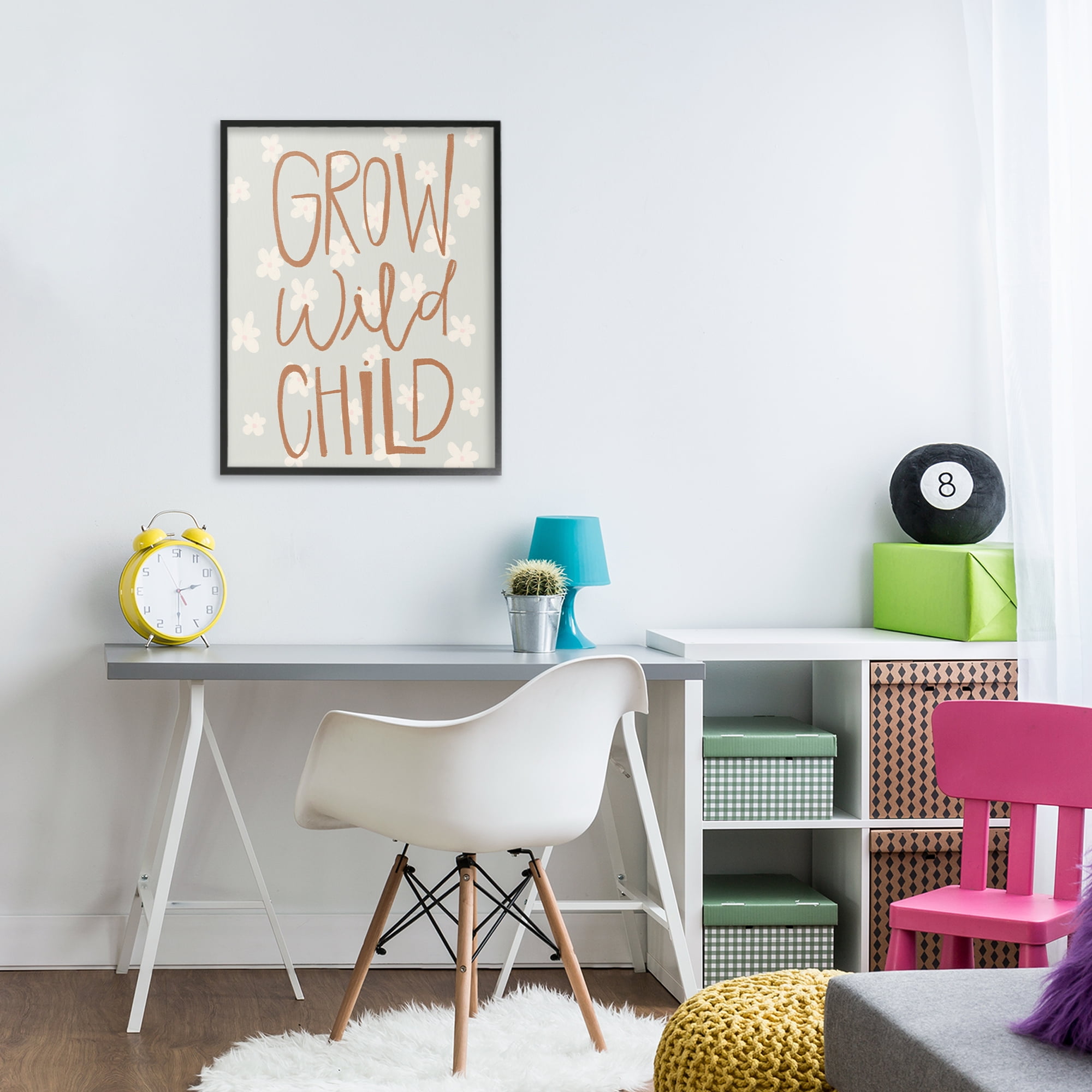 Grow Wild Child Flowers Black Framed Giclee Art, design by Katie Griggs