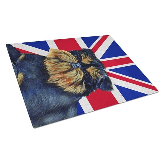 Caroline's Treasures Brussels Griffon with English Union Jack British Flag Glass Cutting Board Large Size