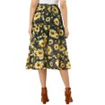 thumbnail image 3 of Allegra K Women's Floral Sunflower Midi Tiered Chiffon Swing A-line Skirt, 3 of 6