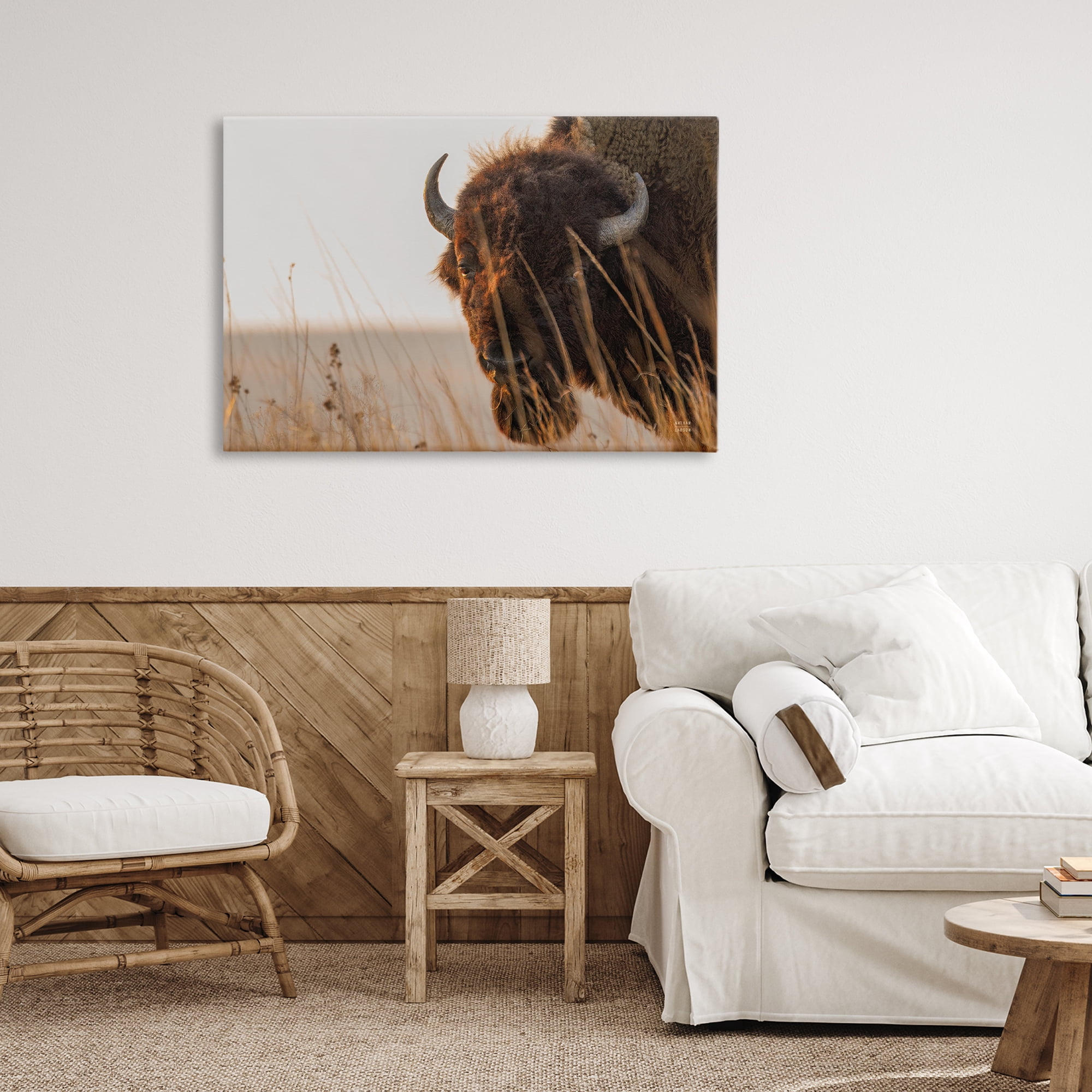 Stupell Industries Bison Sunset on Golden Prairie Canvas Wall Art, design by Nathan Larson