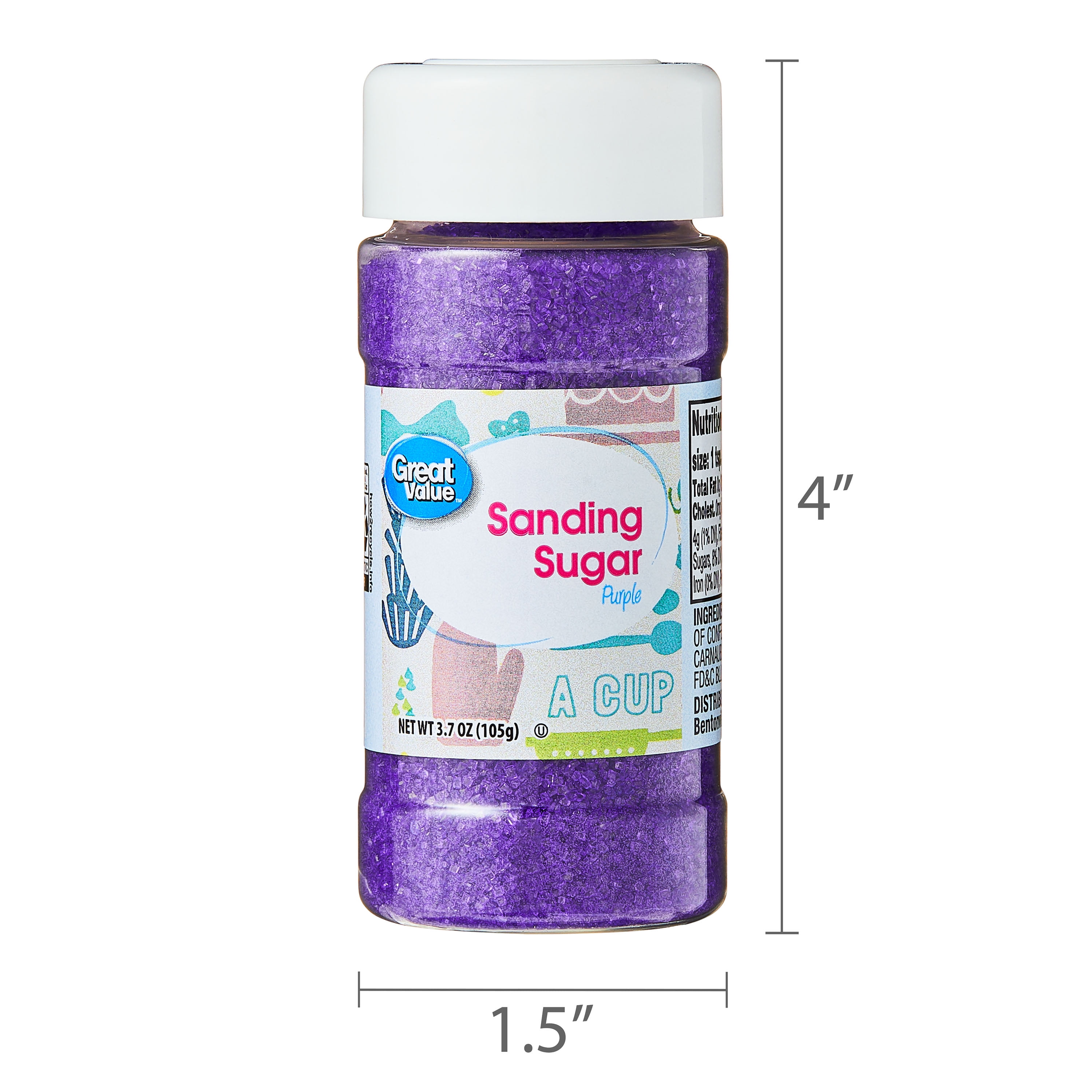 Great Value Purple Sanding Sugar for Desserts, 3.7 oz