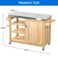 thumbnail image 4 of Uforic Outdoor Grill Table Solid Wood Storage Cabinet, Rolling Kitchen Island, Movable Bar Cart with Stainless Steel Top, 4 of 10