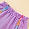 thumbnail image 6 of ZEHJUHAN Toddler Girls 3-Piece Summer Outfit Set Rainbow Striped T-Shirt Sport Shorts Matching Bag Cute Playwear Purple，18-24M, 6 of 7