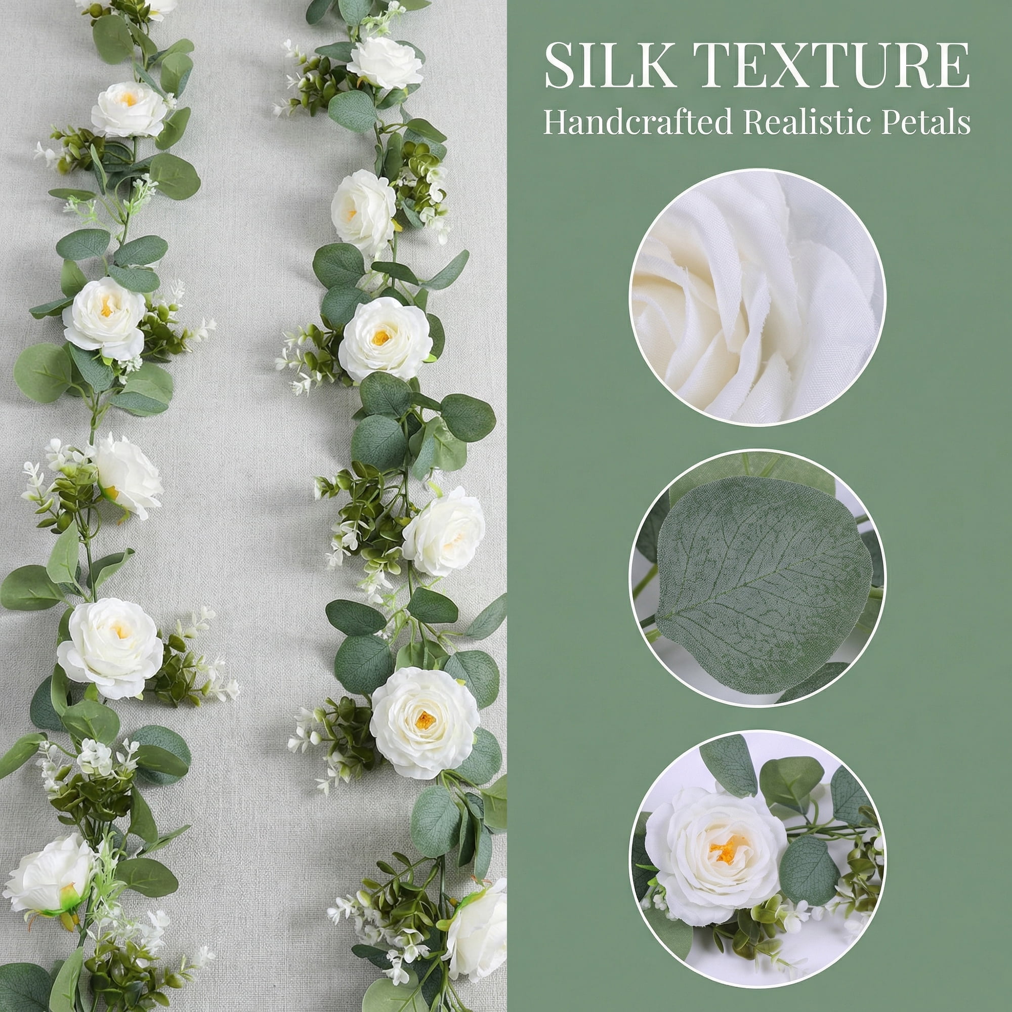 Unique Bargains Artificial Eucalyptus Garland Faux Runner Rose Vine Arch Table 71 in