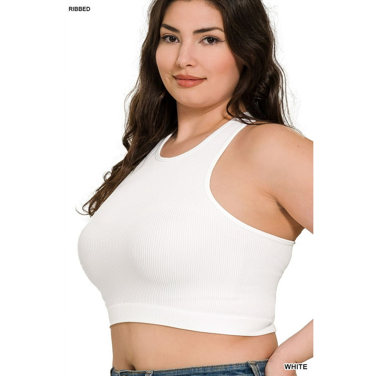 Zenana Plus Size Robbed Seamless High Neck Cropped Nylon