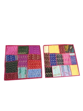 Mogul Ethnic Indian Cushion Cover Vintage Embroidered Cotton Handmade Decorative Pillow Case 16x16