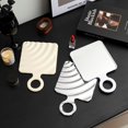 thumbnail image 3 of Square Hand Mirror Handheld Mirror with Handle Hand Mirror for Women (Electroplated Silver, 3 of 8