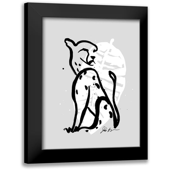 Augustine, Jodi 12x14 Black Modern Framed Museum Art Print Titled - Inked Safari Leaves I-Cheetah