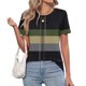 thumbnail image 2 of Ploknplq Elbow Length Tee Shirts for Women,Stripe Shirt,Workout T Shirts for Women,Spring Round Neck Splicing Striped Loose Short Sleeve T Shirt,Oversized Shirts for Women,Graphic Tee Khaki XL, 2 of 4