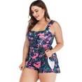 thumbnail image 3 of Beadeez Maillot de Bain Grande Taille pour Femmes Imprimé Floral Tankini Deux Pièces Robe de Bain M-5TG, 3 of 7