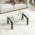 thumbnail image 4 of Glass Coffee Table, Rectangle 2-Tier Tea Tables, Modern Side Coffee Table with Metal Legs for Living Room (Clear Top), 4 of 11
