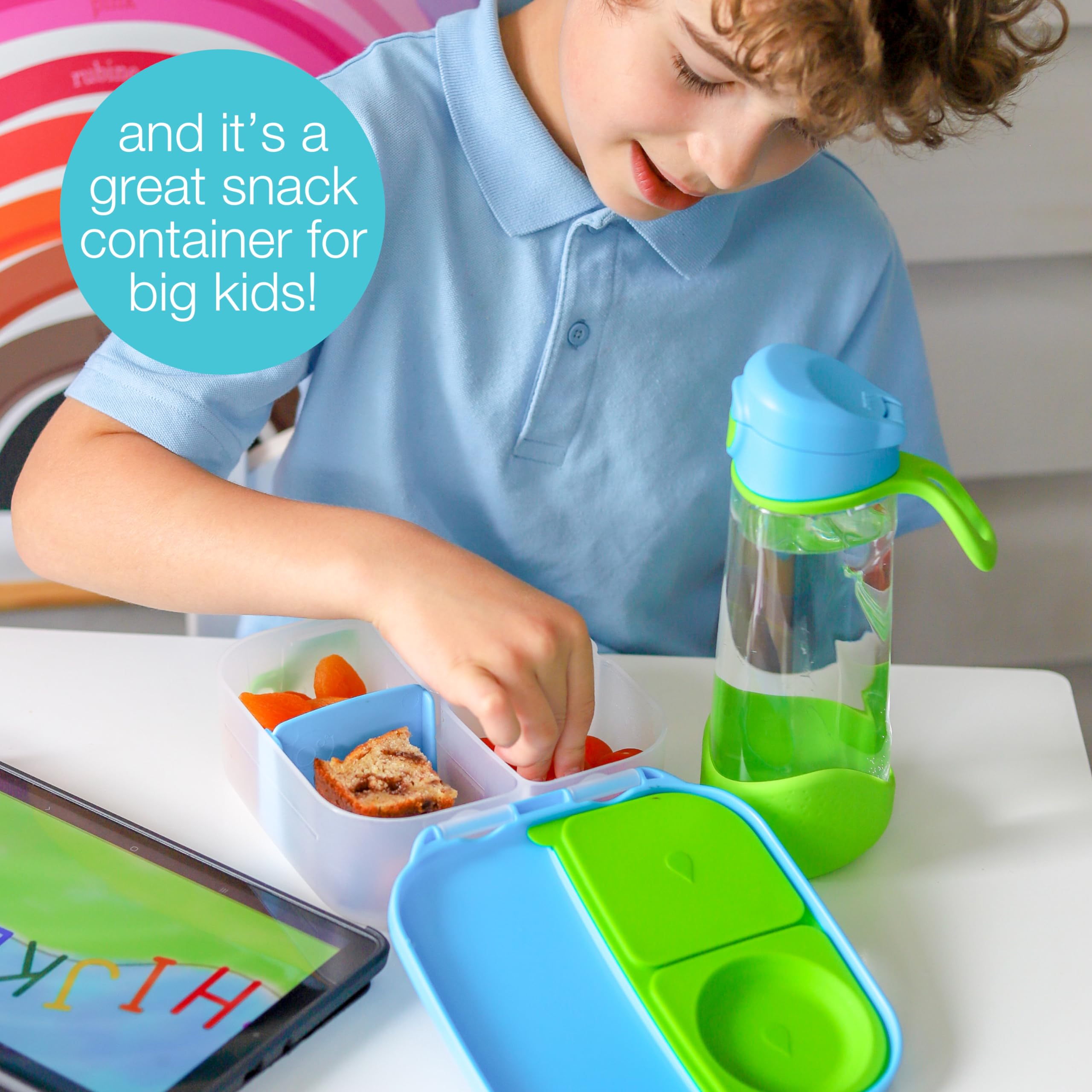 b.box Mini Lunch Box for Kids: Bento Box, Lunch Snack Container Ages 3+, BPA Free (Ocean Breeze, 4¼ Cup Capacity)