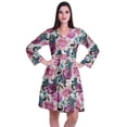 thumbnail image 1 of Moomaya Designer Printed Short Flared Dress Full Sleeve Velvet Tunic Dresses For Women, 1 of 6